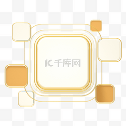 方框图片_3D立体C4D浅金色金色边框标题框