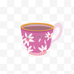 抽象图案粉色咖啡杯花卉