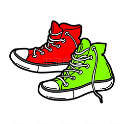 健身漫画图片_卡通运动鞋的插图。