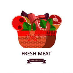 烧烤菜单设计图片_鲜肉矢量插图环保产品农产品柳条