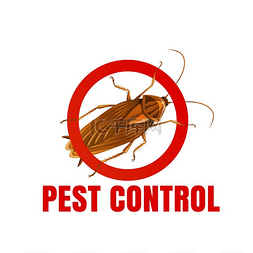 错误的标志图片_带蟑螂的害虫控制图标。