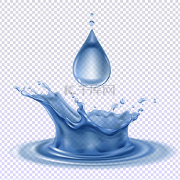 矢量飞溅液体图片_蓝色水滴和飞溅抽象矢量图上的逼