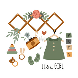 poster with bohemian baby girl elements