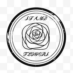 白色玫瑰圆形复古邮戳