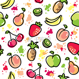 绿色健康背景图案图片_手绘制的水果图案