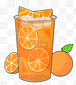 橙汁饮料艺术字图片_夏天冷饮橙汁冰块