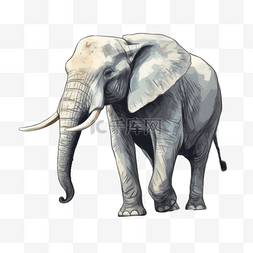 房间里的大象图片_手绘插画风免抠元素大象