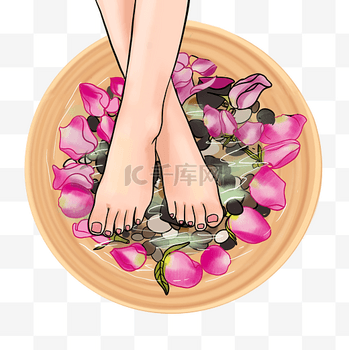 秋冬养生红色花瓣泡脚洗脚足疗足浴