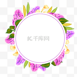 婚礼背景叶子图片_水彩丁香花卉婚礼边框