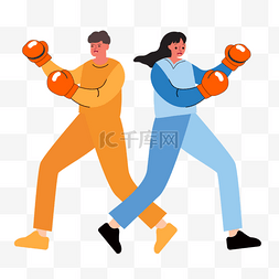 拳击运动黄蓝服装人物插画