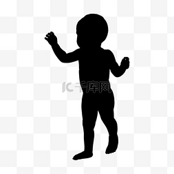 婴儿剪影举着双手行走