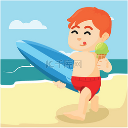 被淋湿的男孩图片_男孩在海滩上吃冰激淋