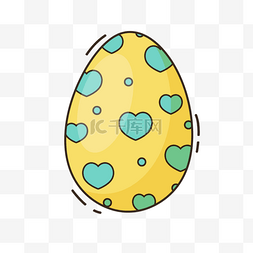 彩蛋黄色图片_绿色心形图案黄色复活节彩蛋