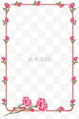 康乃馨花朵红色图片_母亲节花朵装饰边框