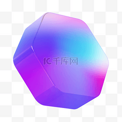 几何渐变体图片_紫色渐变C4D立体酸性几何六边体