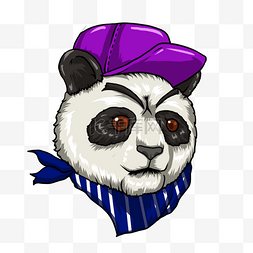 熊猫图案嘻 风格帽子紫色