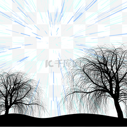 光轨迹图片_蓝色放射状星轨光效树枝