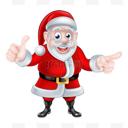 竖起大拇指手绘图片_圣诞老人指向和给予竖起大拇指