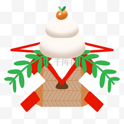 圣诞老人创意图片_镜饼创意日本新年食物镜饼组合