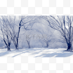 风景冬季图片_大雪中的树木