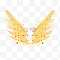 抽象彩色翅膀图片_笔刷光效翅膀金黄颗粒装饰