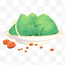 国潮美食插画图片_端午节国潮传统美食粽子红枣甜粽
