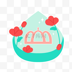 红色创意邀请函图片_水滴皇冠花朵池塘图片绿色绘画