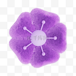 3DC4D立体紫色毛绒花朵