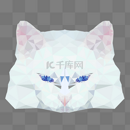 宠物猫头像图片_几何抽象低聚合白色猫头像