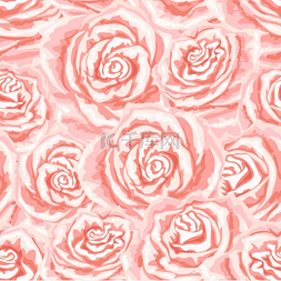 与粉红玫瑰的无缝模式。