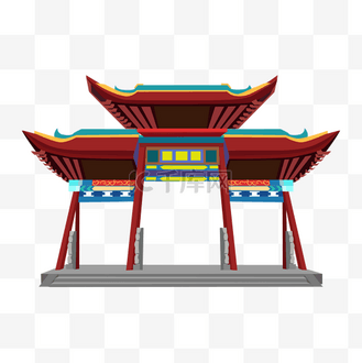 卡通上海景点图片素材_上海旅游景点城隍庙