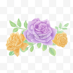 大朵紫色玫瑰水彩花卉