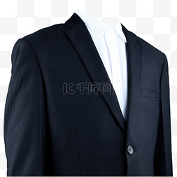 正式服装图片_半身摄影图白衬衫黑西装无领带