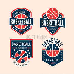 篮球标志图片_篮球运动主题矢量艺术。