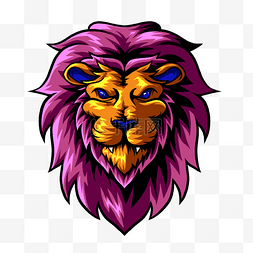 紫色毛的凶恶狮子