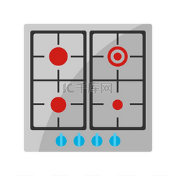 烹饪炉子图片_煤气炉的程式化插图。