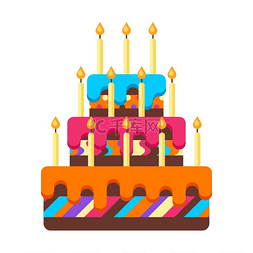 与蜡烛的生日快乐蛋糕。