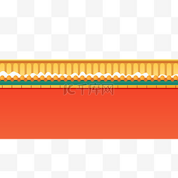红墙建筑图片_矢量冬季红墙古风房檐