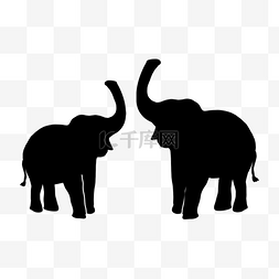 大象剪影家庭成年雌性