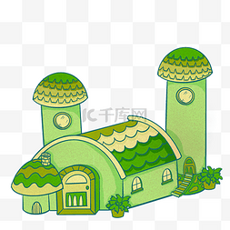 绿色蘑菇房子图片_绿色童话小屋