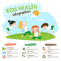 健康教育海报图片_儿童健康的生活方式瑜伽Inforgrahic