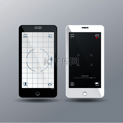 取景器视频图片_两部带相机取景器的智能手机。