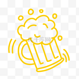 啤酒杯创意图片_圣帕特里克节线条涂鸦黄色啤酒杯
