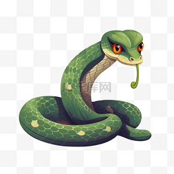 手绘花绿色图片_绿色吐舌头的蛇动物