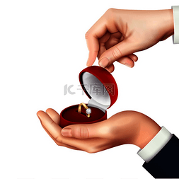 红色首饰盒图片_打开带有订婚戒指的首饰盒，手写
