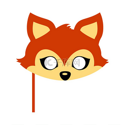 动物卡通鼻子图片_平面风格的狐狸动物嘉年华面具矢