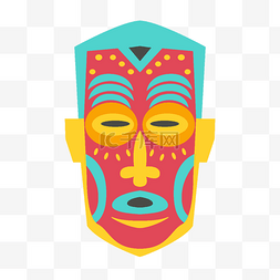 原始部落卡通图片_非洲原始部落人脸形状面具