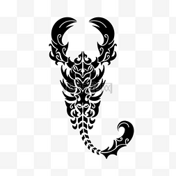 蝎子纹身抽象黑白装饰图形