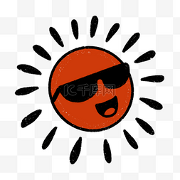 卡通夏季戴墨镜的太阳