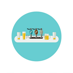 酒吧餐厅柜台图标与平面样式的啤